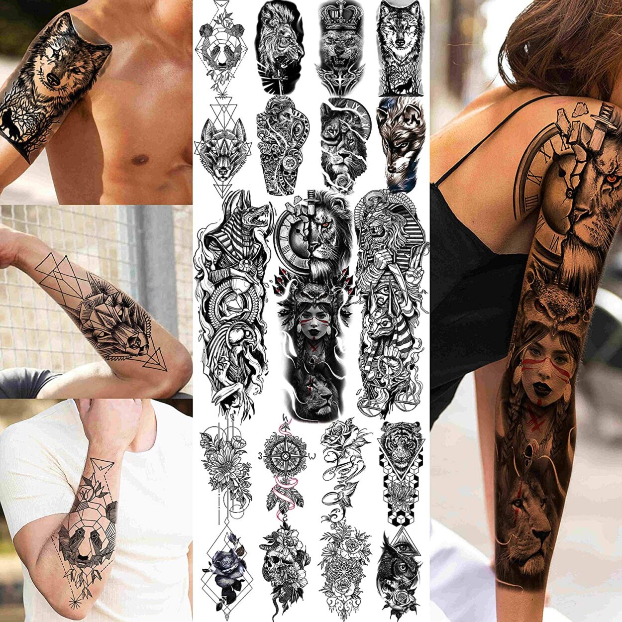 FANRUI 24 Sheets Cool Super Large Full Arm Temporary Tattoo Sleeve For ...
